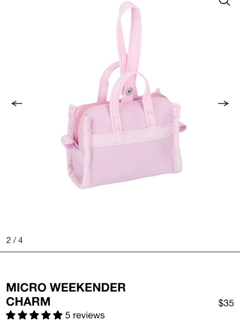 NWOT LeSportsac Micro Weekender Charm - Picture 3 of 3